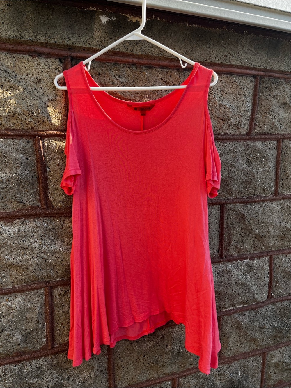 Hot Kiss Coral Cold-Shoulder Swing blouse women large